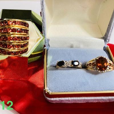 Vermeil Costume Cocktail Rings (3) with Beautiful Gemstones (one is Stauer)