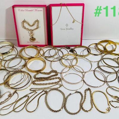 Gold Tone Bangle and Chain Bracelets