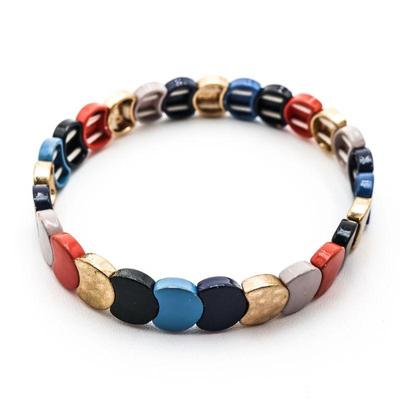 Multicolored Enameled Link Stretchy Bracelet