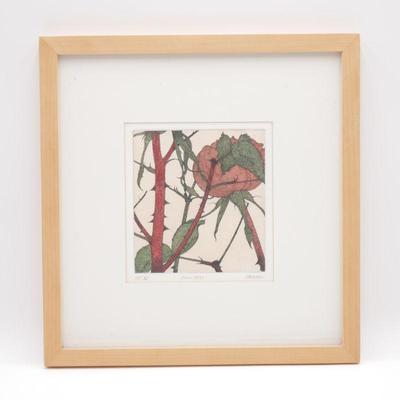 "Rose, 1991" by Art Hansen Artist's Proof XI Colored Etching