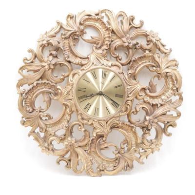 Mid Century Welby Ornate Gold Wall Clock