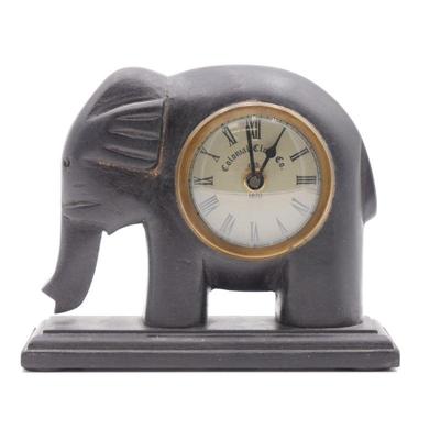 Sale Photo Thumbnail #61: Colonial Clock Co. Sculpted Black Elephant Clock