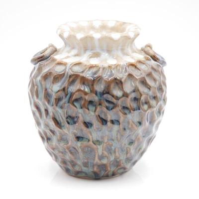 Dimpled Earth-Tone Pottery Vase