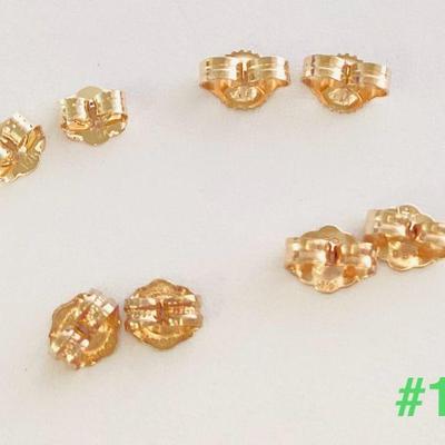 Four Matched Pairs of 14K Yellow Gold Earring Backs