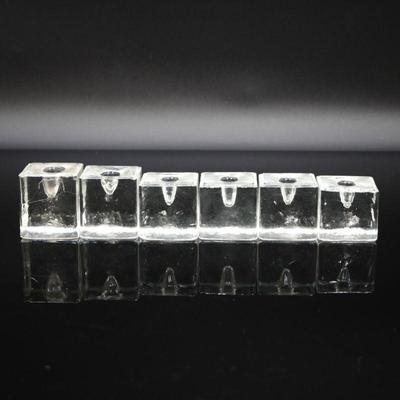 Set of 6 Clear Glass Cube Candleholders