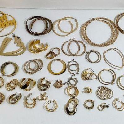 Gold Tone Hoop and Semi Hoop Earrings