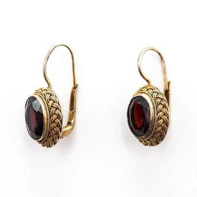Faceted Red Gemstone Earrings