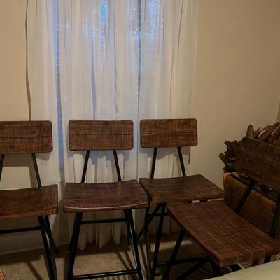 Set of wood bar stools