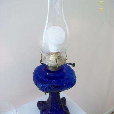 Cobalt Blue Glass Lamp
