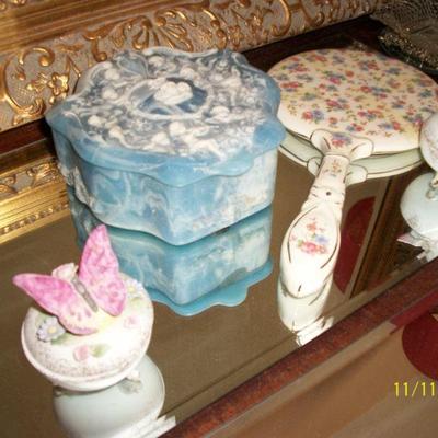 Vintage Incolay Stone Blue Pearl