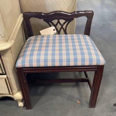 #4095 • Upholstered Plaid Bench
