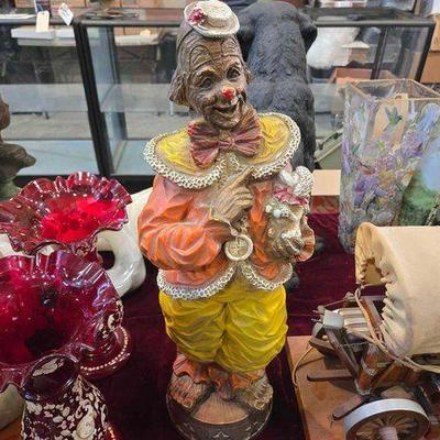 #2006 • Large Clown W/ Poodle Statue
