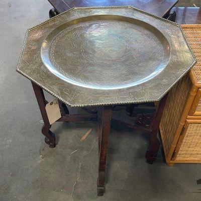 #4086 • Oriental Style Brass Tray Table
