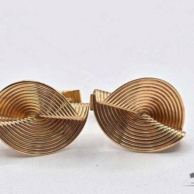 #370 • 14K Gold Swirl Cufflinks, 8.07g
