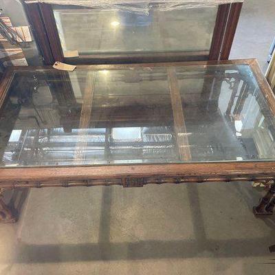 #4024 • Glass Top Bamboo Style Coffee Table
