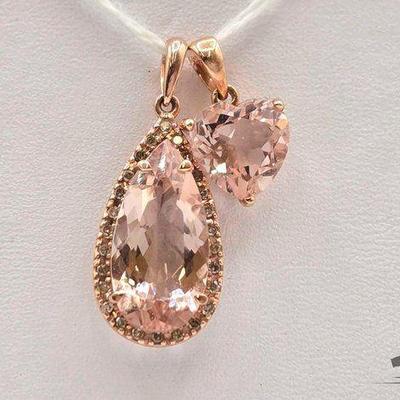 #408 • 10K Gold Diamond Accent Drop & Heart Pendants, 4.14g
