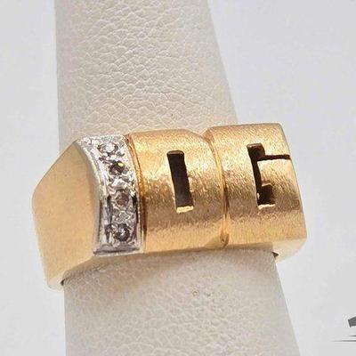 #356 • 14K Gold Diamond Accent "DG" Ring, 8.42g
