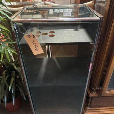 #5096 • Sanyo Stereo Glass Cabinet with Wheels
