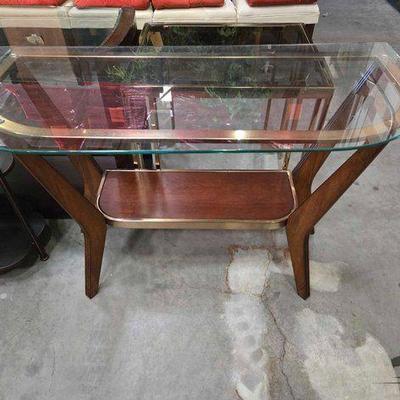 #5078 • Wood Table With Glass Top
