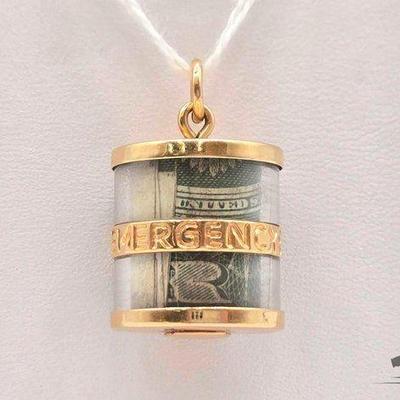 #354 • 14K Gold Capsule Pendant, 5.89g
