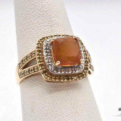 #400 • 10K Gold Diamond & Semi-Precious Stone Ring, 3.11g
