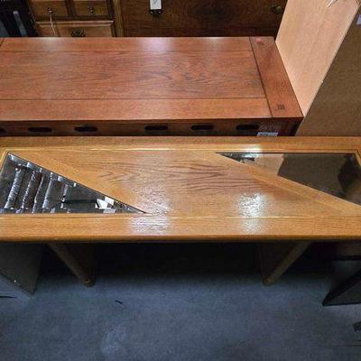 #5018 • Desk with Gold Toned Trim & Mirrored Panels
