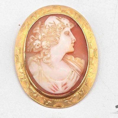 #404 • 10K Gold Cameo Pin, 6.42g
