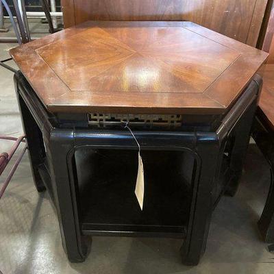 #4085 • Wooden Hexagon End Tables & Coffee Table
