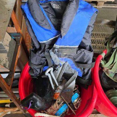#3616 • Bucket with Lige Jacket, Rope, Anchor and More
