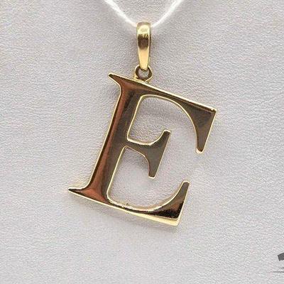 #374 • 14K Gold "E" Pendant, 2.24g
