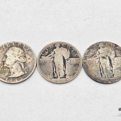 #1110 • (3) Pre 1964 Quarters, 17.56g
