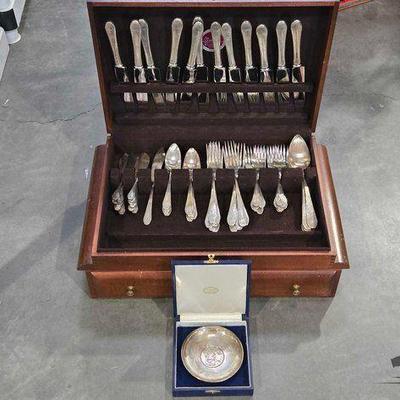#2244 • Nakens Silveware Cabinet & Silver Trinket Dish
