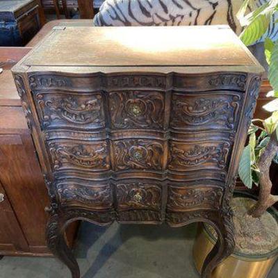 #4044 • Wooden Carved French Chest
