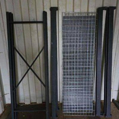 #154 • Shelving Rack with 2 Uprights, 6 Cross Bars, and 3 Wire Shelves
