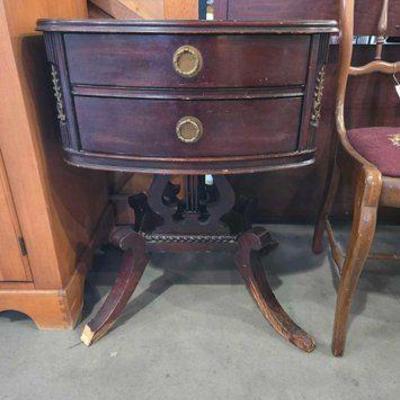 #5218 • American Classical Style Mahogany Lyre Base Nightstand
