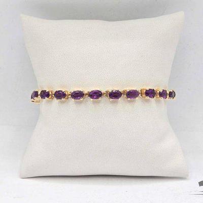 #306 • 14k Gold & Amethyst Bracelet, 13.46g
