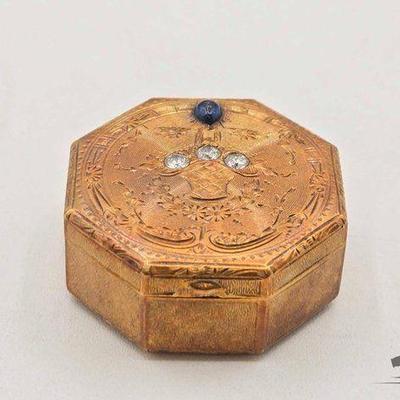 #366 • 14K Gold Diamond & Sapphire Trinket Box, 20.15g
