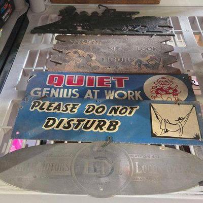 #2524 • (5) Metal Hanging Signs

