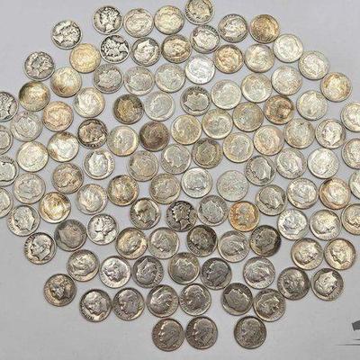 #1108 • (109) Pre 1964 Mercury Dimes & Roosevelt Dimes, 269g
