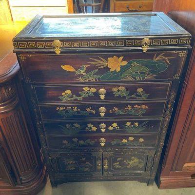 #4050 • Oriental Style Dresser with Bird & Flower Decor
