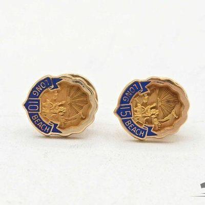 #800 • (2) 1/10 10k Gold Long Beach Pins, 2.84g
