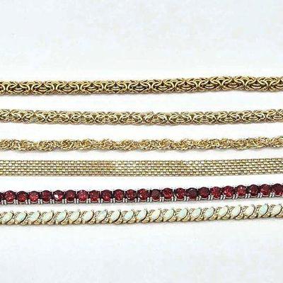#504 • (6) Sterling Silver Bracelets wit Opal & Semi-Precious Stones, 59g

