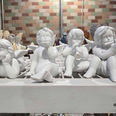 #2438 • (4) Ceramic Cherub Angels
