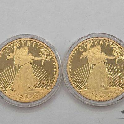 #1200 • (2) 1933 Gold Layered Walking Liberty COPY Coins
