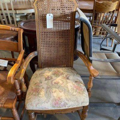 #5254 • Wooden Upholstered Floral Design Chair
