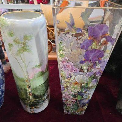 #2016 • (2) Tall Painted Vases

