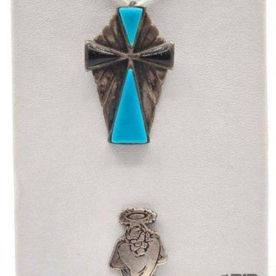 #508 • Sterling Silver Cross & Tasmanian Devil Pendants, 8.95g
