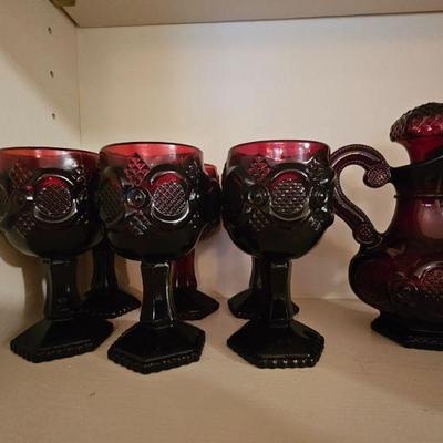 Vintage Avon Ruby red glasses