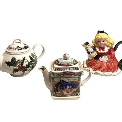 ROHU583 Teapots - Portmeirion; Sadler; Fitz And Floyd	Portmeirion: Holly and the Ivy teapot; Fitz and Floyd: nutcracker teapot (small...