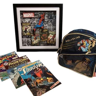 ROHU541 Marvel Collection	Marvel wall art 14"x14"; 3 comics (Superman, The Phantom Stranger, and Shadow) all from April 1974 in...